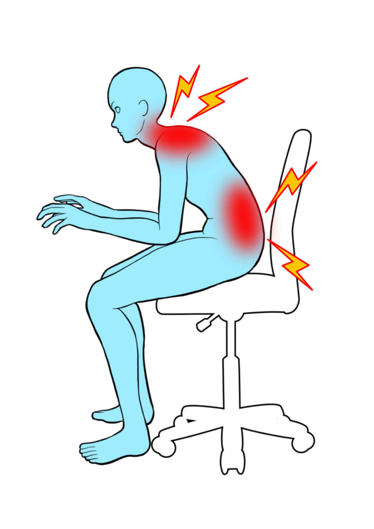 姿勢の悪さからくる腰と首の痛み